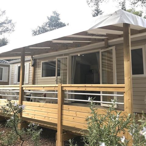 BUNGALOW 6 personnes - Mobile home 36m² - clim + TV + Terrasse couverte