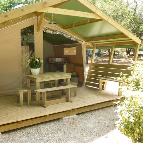 TENTE TOILE ET BOIS 5 personnes - FREE Confort 24m² - 2 chambres