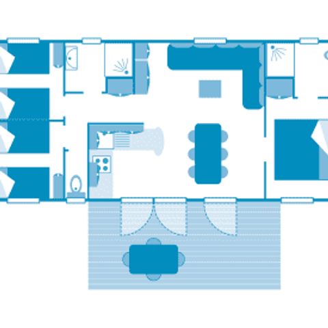 Mobilhome 6 personnes - Cottage 6p 3ch 2SdB clim ****