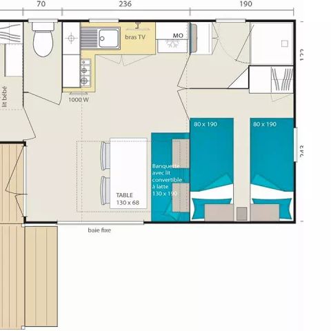 BUNGALOW 4 personnes - Premium 3 Pièces 4 Personnes Climatisé + TV