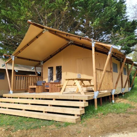 TENTE TOILE ET BOIS 4 personnes - Tente safari 4p avec sanitaires