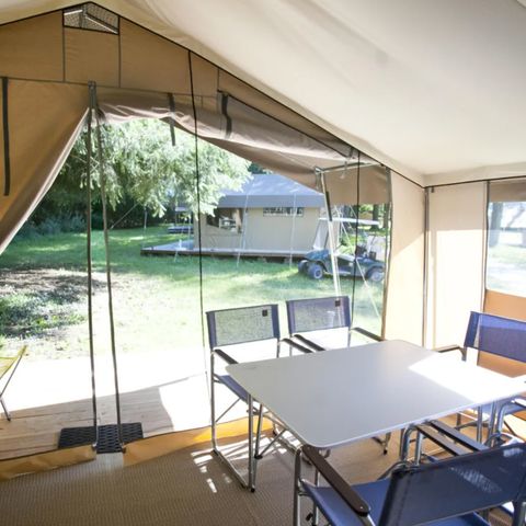 TENTE TOILE ET BOIS 5 personnes - Tente Lodge 4 ad + 1 enf - sans sanitaires 