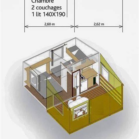 BUNGALOW 4 personnes - Rapid home Standard 20m² (2 chambres, 3 adultes max + 1 petit enfant) sans sanitaire