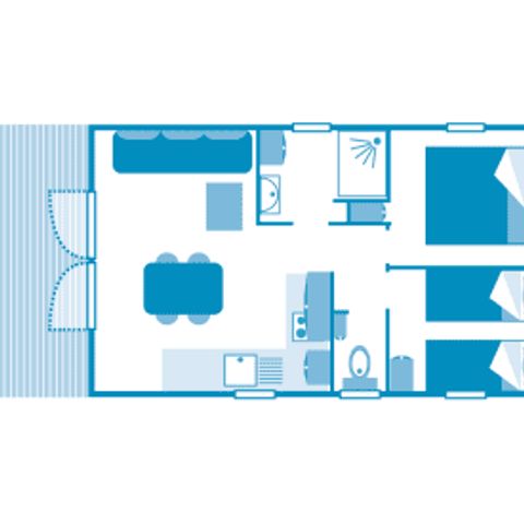Mobilhome 4 personnes - Cottage Dourbie 4p 2ch 1sdb **** clim