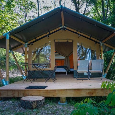 TENTE TOILE ET BOIS 4 personnes - Baroudeur (sans salle de bain privative)