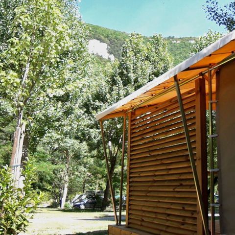 TENTE TOILE ET BOIS 5 personnes - Bungalow toilé CANADA 2 chambres + terrasse couverte