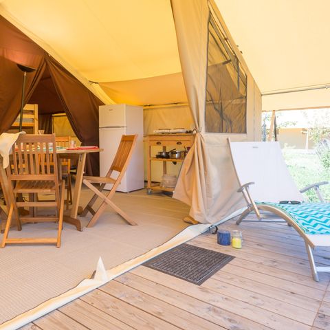 TENTE TOILE ET BOIS 5 personnes - Toilé Nature Classic 25 m² - 4 ad + 1 enf - sans sanitaires