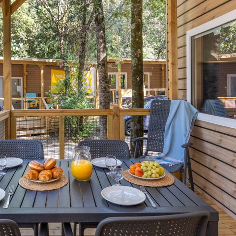 BUNGALOW 6 personnes - Mobil-home | Premium | 3 Ch. | 6 Pers. | Terrasse Lounge | Clim.