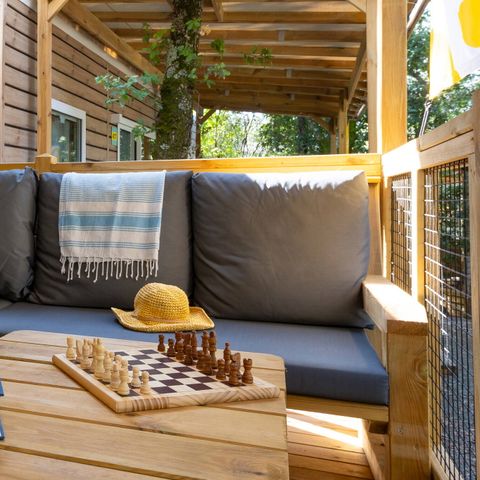 BUNGALOW 6 personnes - Mobil-home | Premium | 3 Ch. | 6 Pers. | Terrasse Lounge | Clim.