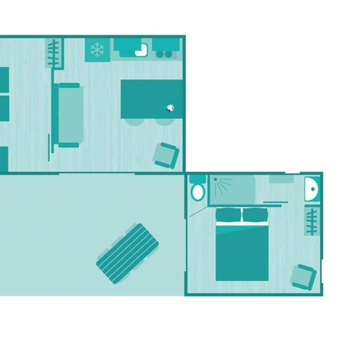 BUNGALOW 5 personnes - 5p 2ch 2sdb Premium clim spa