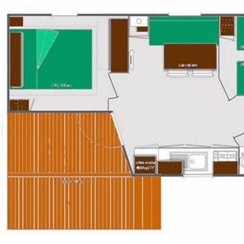 BUNGALOW 4 personnes - O'hara CLASSIC - 2 chambres - 22,50 m2 (+Terrasse semi couverte 8 m2) 4 personnes