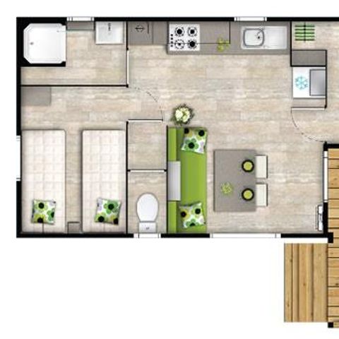 BUNGALOW 4 personnes - Malaga Duo - 2 ch - 27 m2 (+Terrasse semi-couverte 8 m2) 4 personnes