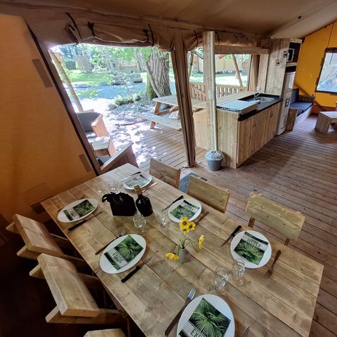 Tente en toile et en bois 6 personnes - Lodge SAFARI 6 pers