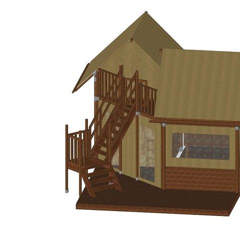 Tente en toile et en bois 6 personnes - Cabatente 4/6 pers