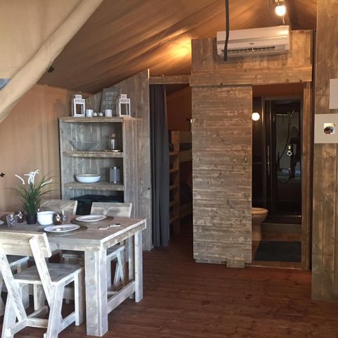 Tente en toile et en bois 4 personnes - Lodge WOODY 4 pers