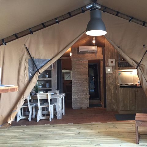 Tente en toile et en bois 4 personnes - Lodge WOODY 4 pers