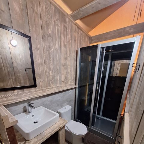 Tente en toile et en bois 4 personnes - Lodge Woody PMR ( accessible Handicapé) 4 pers