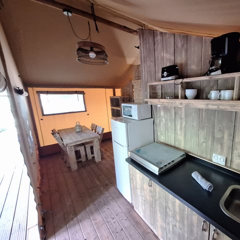 Tente en toile et en bois 4 personnes - Lodge Woody PMR ( accessible Handicapé) 4 pers