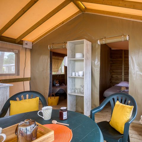 Tente en toile et en bois 4 personnes - Lodge Confort 2 chambres