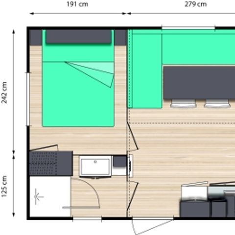 BUNGALOW 6 personnes - Mobil-home Confort 29m² 3 chambres + terrasse couverte - sans tv - sans clim 6 pers
