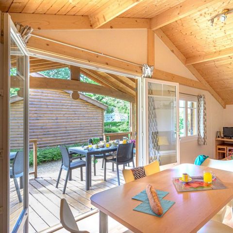 CHALET 5 personnes - Chalet Premium 35m² 2 chambres + terrasse couverte + climatisation + TV + LV 5 pers