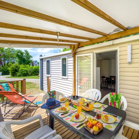BUNGALOW 6 personnes - Mobil-home Confort 29m² 3 chambres + terrasse couverte + climatisation + TV 6 pers
