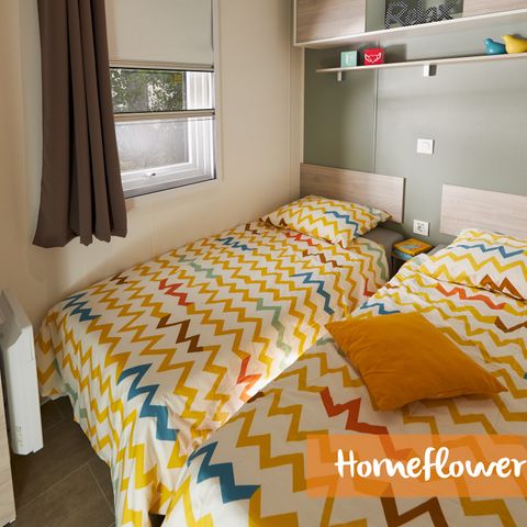 BUNGALOW 6 personnes - COTTAGE Premium 35m² 3 chambres + TV + Lave-vaisselle + climatisation + terrasse XL semi-couverte 1/6 pers