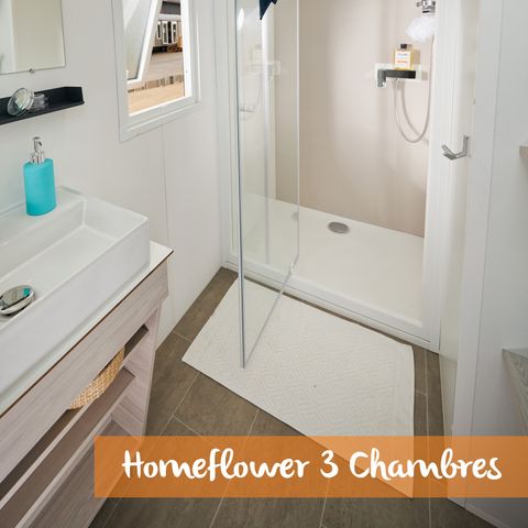 BUNGALOW 6 personnes - COTTAGE Premium 35m² 3 chambres + TV + Lave-vaisselle + climatisation + terrasse XL semi-couverte 1/6 pers