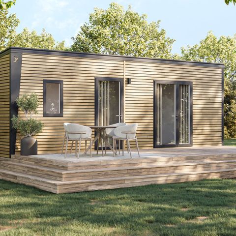 BUNGALOW 6 personnes - COTTAGE Premium 3ch   35m² 3 chambres + TV + Lave-vaisselle + climatisation + plancha + terrasse XL