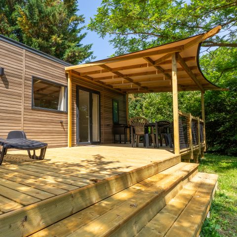 BUNGALOW 6 personnes - COTTAGE Premium SPA privé  35m² 3 ch + TV + Lave-vaisselle + climatisation + plancha + terrasse XL