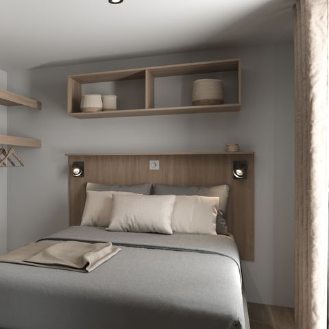 BUNGALOW 4 personnes - COTTAGE Premium 2 ch 2 salles de bain  35 m2 +TV + Lave-vaisselle + clim + plancha + terrasse XL