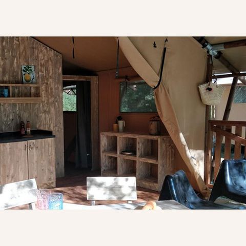 TENTE TOILE ET BOIS 4 personnes - LODGE LUXE BORD DE RIVIERE