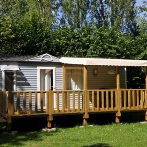 Mobilhome 4 personnes - Le Chêne (2 chambres) Arrivée Dimanche - BORD RIVIERE - Grande terrasse - TV - Free Wifi*