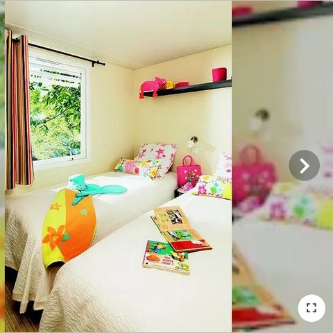 Mobilhome 4 personnes - Le Chêne (2 chambres) Arrivée Dimanche - BORD RIVIERE - Grande terrasse - TV - Free Wifi*