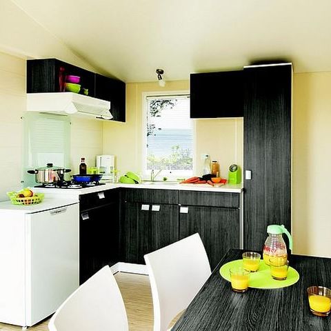 Mobilhome 4 personnes - Le Chêne (2 chambres) Arrivée Dimanche - BORD RIVIERE - Grande terrasse - TV - Free Wifi*