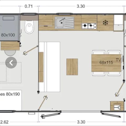 Mobilhome 4 personnes - Olivier (2023), 2 chambres 2salles de bain, grand salon (tv), terrasse, wifi