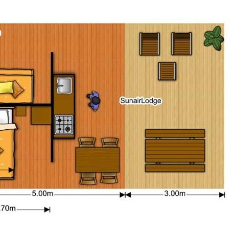 Tente en toile et en bois 4 personnes - Tente Luxe Lodge Safari Dimanche bord de rivière 40 m2