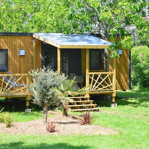 Mobilhome 4 personnes - Mobil home"Olivier" (2023) Dimanche, 2 chambres 2salles de bain, grand salon (tv), terrasse