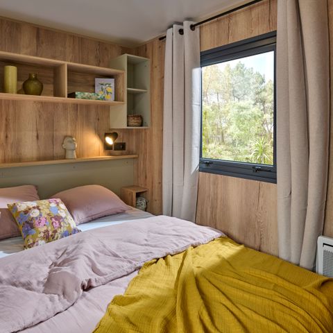 Mobilhome 4 personnes - Ecrin Vert Premium 32m² (2ch-4pers)+2SDB +terrasse semi-couverte 17m² + LV + CLI