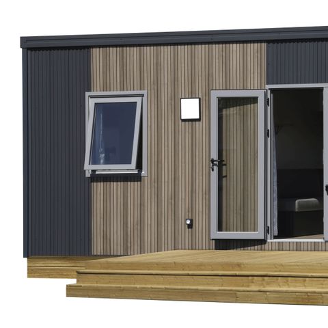 Mobilhome 4 personnes - Ecrin Vert Premium 32m² (2ch-4pers)+2SDB +terrasse semi-couverte 17m² + LV + CLI