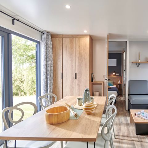 Mobilhome 6 personnes - Ecrin Vert Premium 36,8m²(3ch-6pers)+2SDB+ terrasse semi-couverte 20m² + LV + C