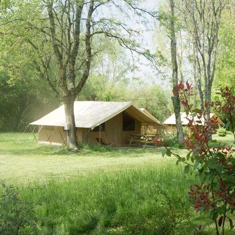 TENTE TOILE ET BOIS 4 personnes - TENTE SAFARI (SANS SANITAIRES)