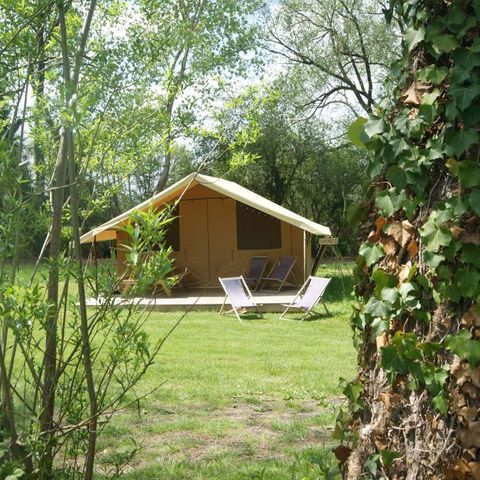TENTE TOILE ET BOIS 4 personnes - TENTE SAFARI (SANS SANITAIRES)
