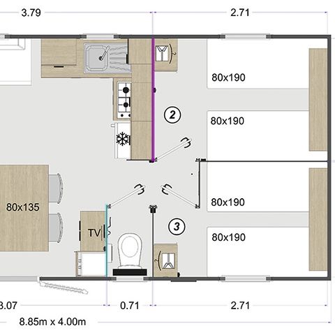 BUNGALOW 6 personnes - Mobile-home NASSAU**** 6 personnes