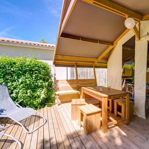TENTE TOILE ET BOIS 4 personnes - Ecolodge Toile & Bois 30m² (2 chambres - 4 personnes) dont terrasse couverte 8m² - Sans sanitaires