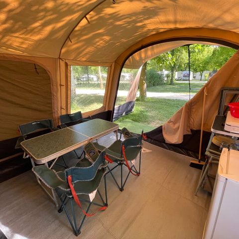 TENTE TOILE ET BOIS 5 personnes - Forfait Tente aménagée - Tente toute équipée