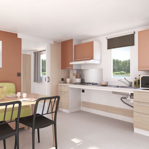 BUNGALOW 4 personnes - Mobil-home 30m² (2 chambres) + grande terrasse semi-couverte de 15m2 - accès PMR