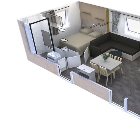 BUNGALOW 4 personnes - Premium 33m² - 2 chambres - terrasse couverte