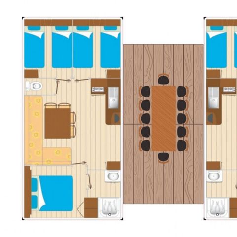 BUNGALOW 12 personnes - Mobil-home Tribu 12 personnes 6 chambres 2 sdb