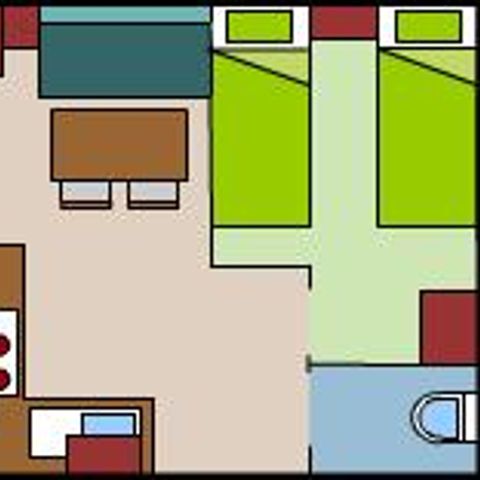 BUNGALOW 4 personnes - Mobil-home Confort VENUS 22m² - 2 chambres + terrasse semi couverte 9m²